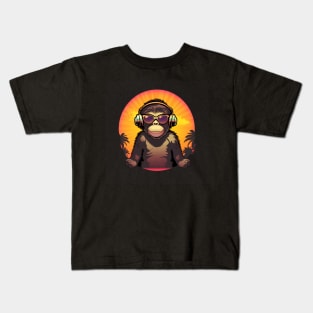 Cool summer monkey ape dj design Kids T-Shirt